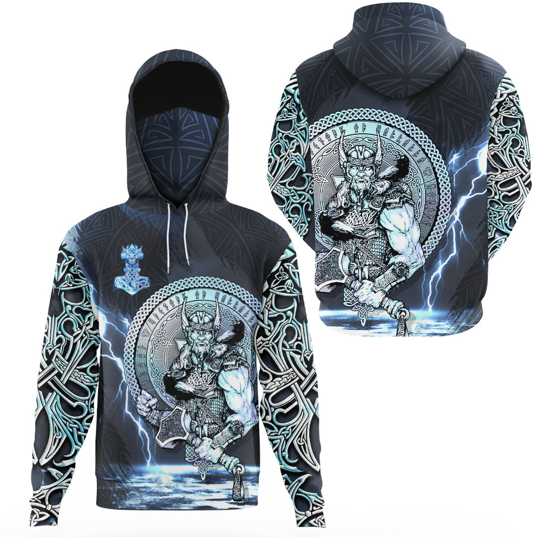 Viking Clothing Viking Thor Norse God of Thunder Gaiter Hoodie RLT12 - Wonder Print Shop