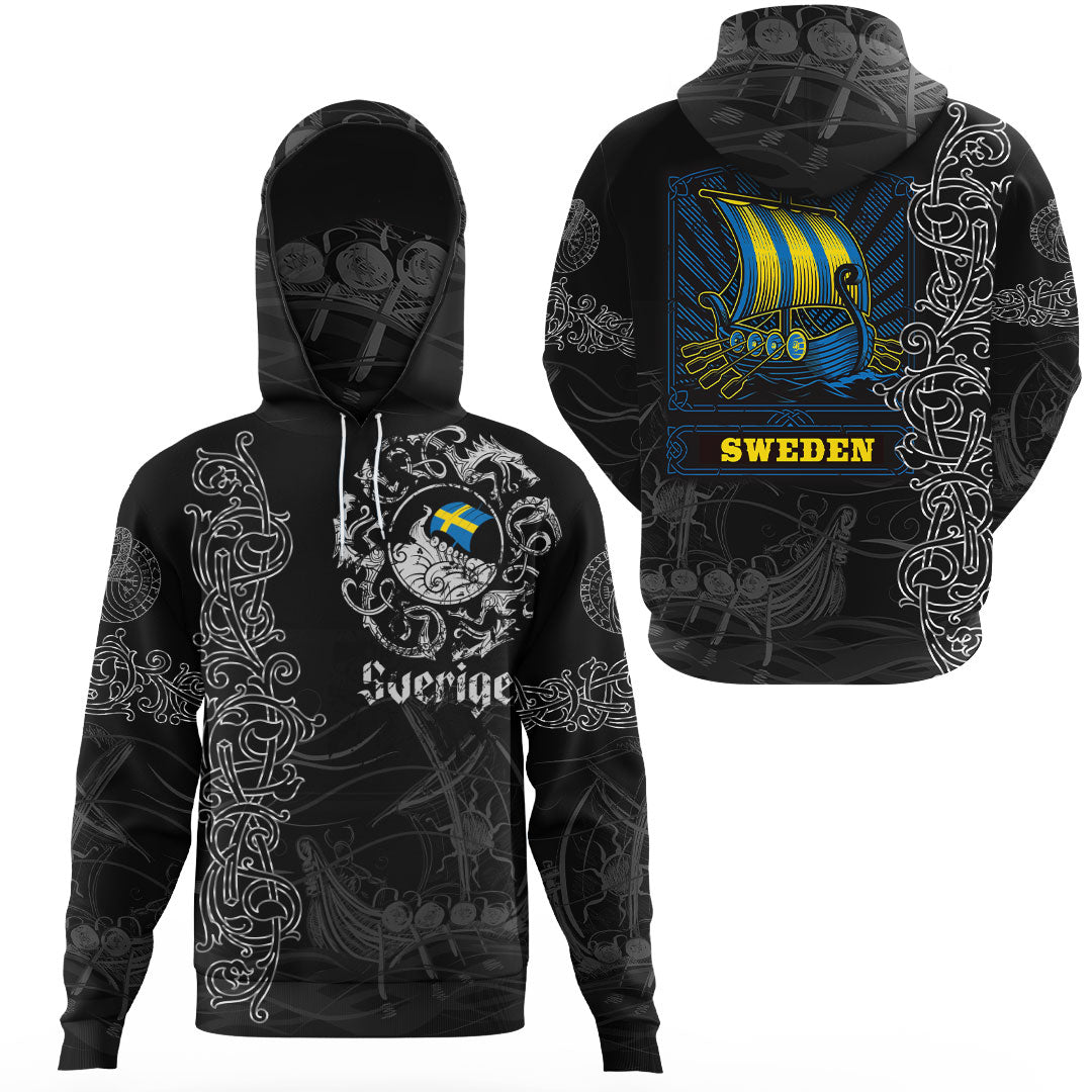 Viking Clothing Viking Drakkar Sweden Warship Gaiter Hoodie RLT12 - Wonder Print Shop