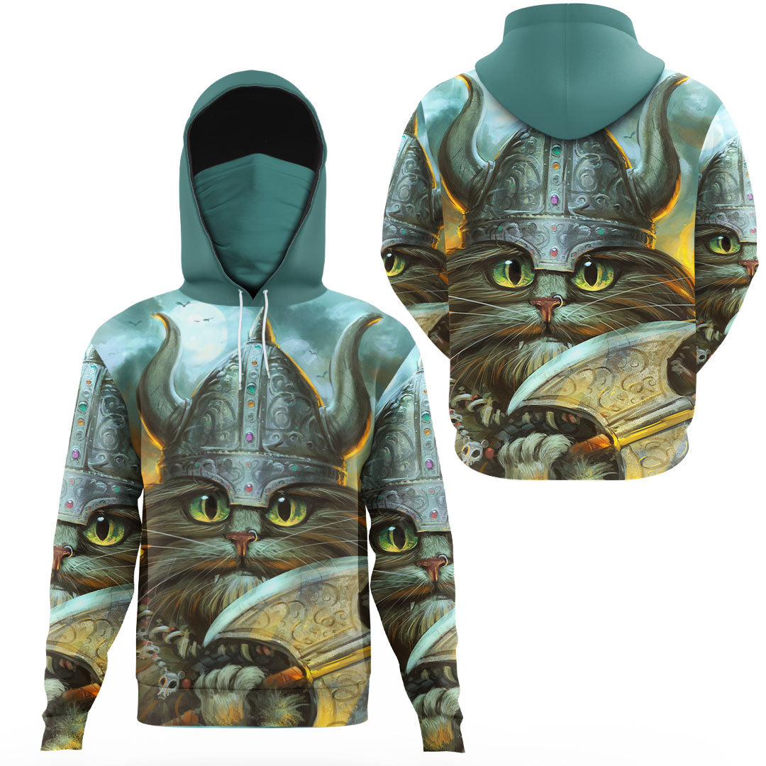 Viking Clothing Vikings Cat Warrior Gaiter Hoodie RLT12 - Wonder Print Shop