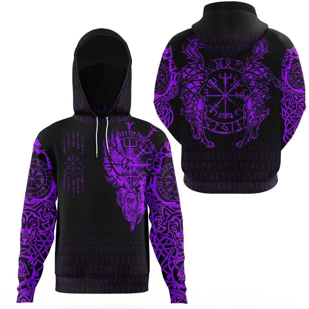 Viking Clothing Viking Compass Vegvisir Tattoo Purple Version Gaiter Hoodie RLT12 - Wonder Print Shop