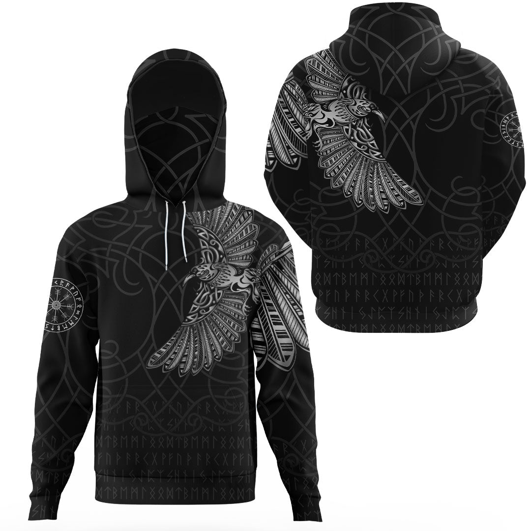 Viking Clothing Viking Odins Raven Tattoo Gaiter Hoodie RLT12 - Wonder Print Shop