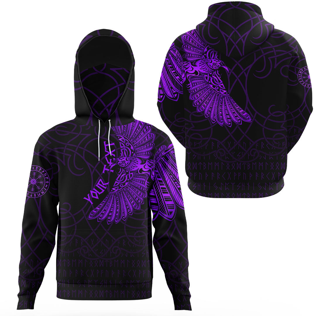 Custom Viking Clothing Odins Celtic Ravens Purple Version Gaiter Hoodie RLT12 - Wonder Print Shop