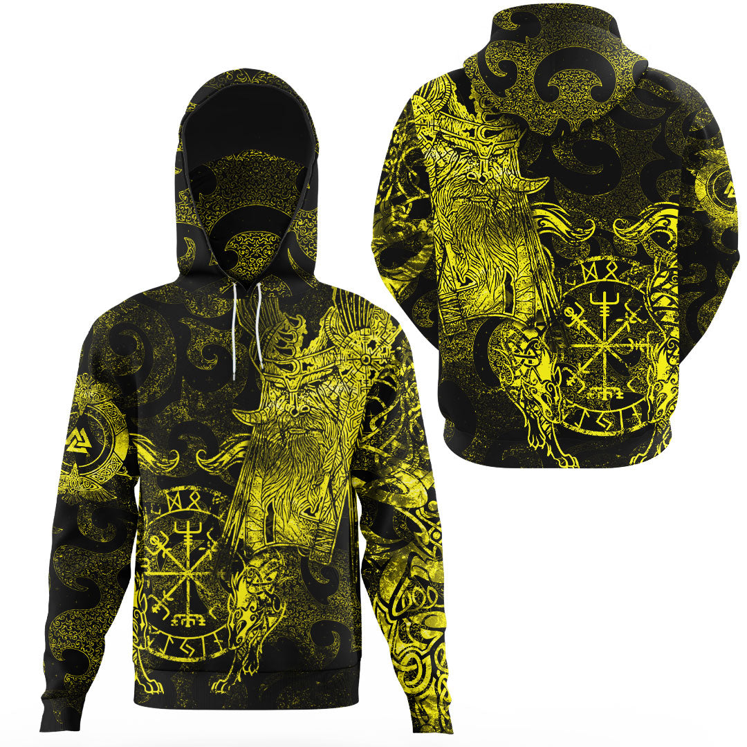 Viking Clothing Viking Odin Tattoo Yellow Version Gaiter Hoodie RLT12 - Wonder Print Shop