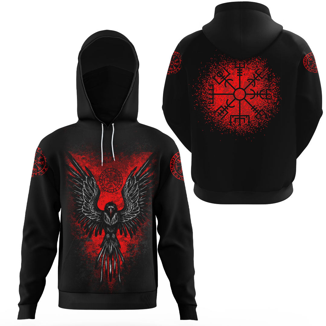 Viking Viking Raven Vegvisir Gaiter Hoodie RLT12 - Wonder Print Shop