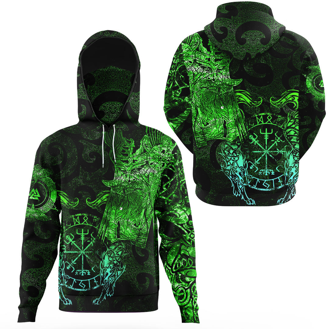 Viking Clothing Viking Odin Tattoo Green Version Gaiter Hoodie RLT12 - Wonder Print Shop