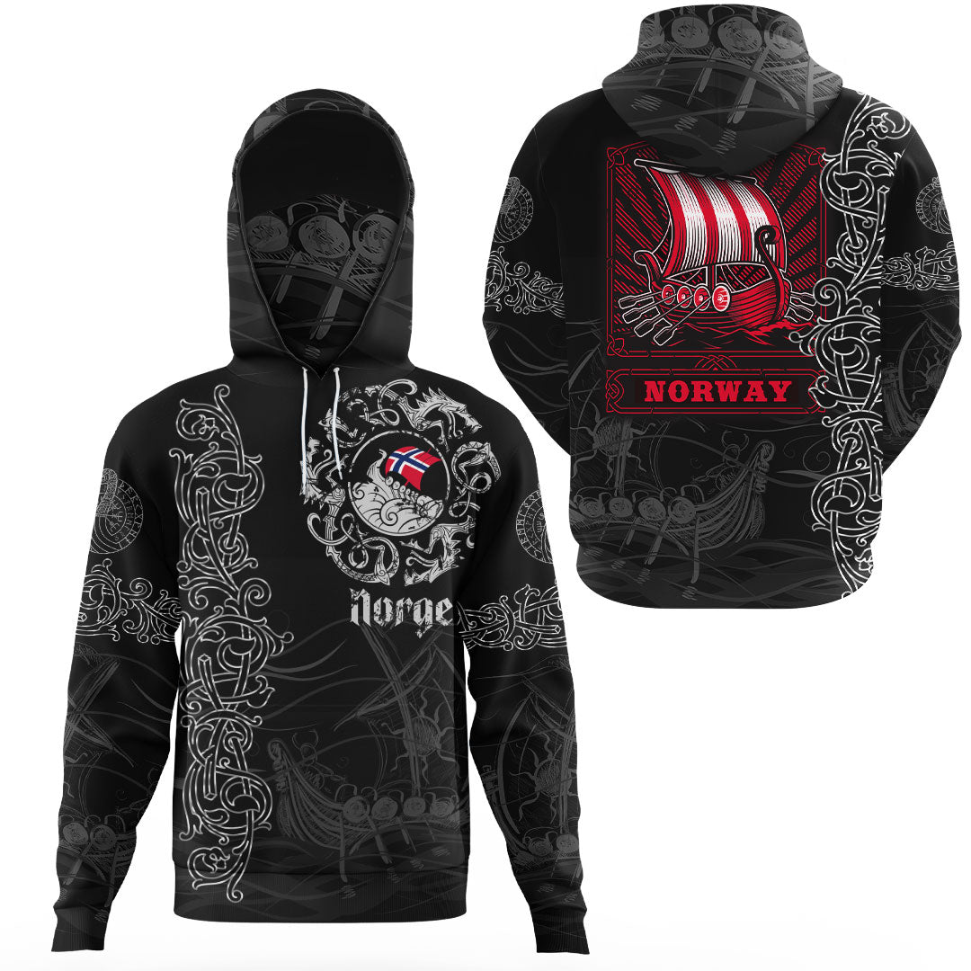 Viking Clothing Viking Drakkar Norway Warship Gaiter Hoodie RLT12 - Wonder Print Shop