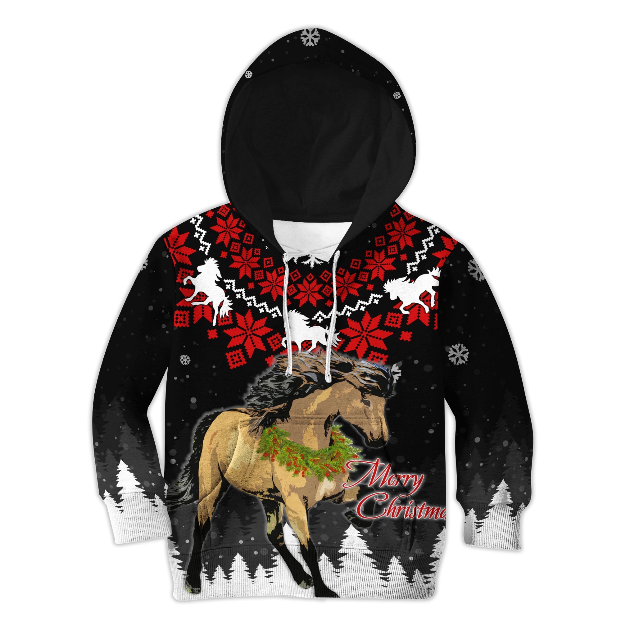 Iceland Christmas Hoodie KID Icelandic Horse - Do The Tolt - Wonder Print Shop