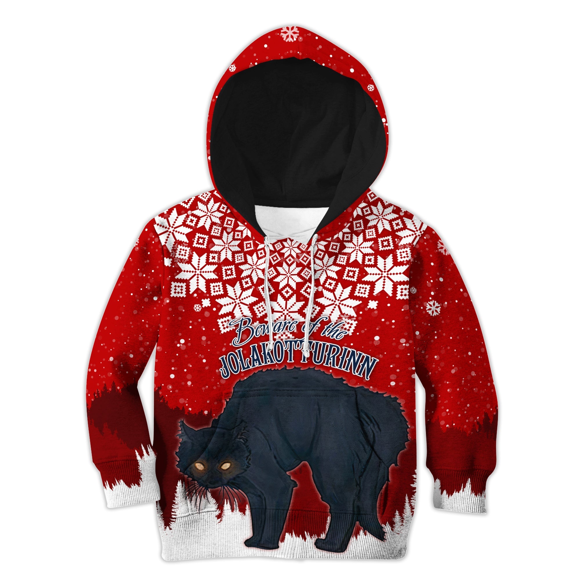 Iceland Christmas Hoodie KID Beware Jolakotturinn - Wonder Print Shop