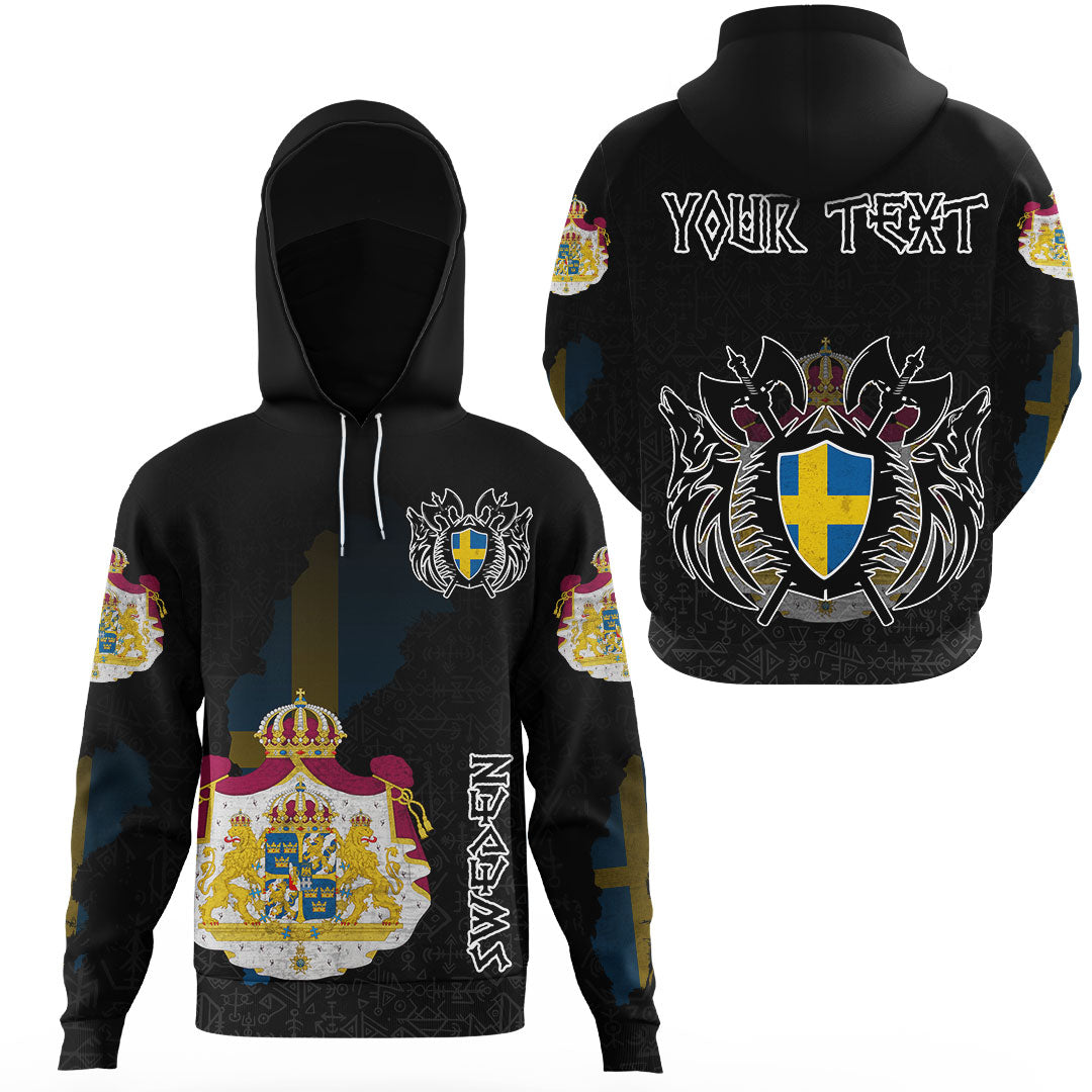 Custom Viking Sweden Flag and Map Gaiter Hoodies style Viking Geri and Freki RLT12 - Wonder Print Shop