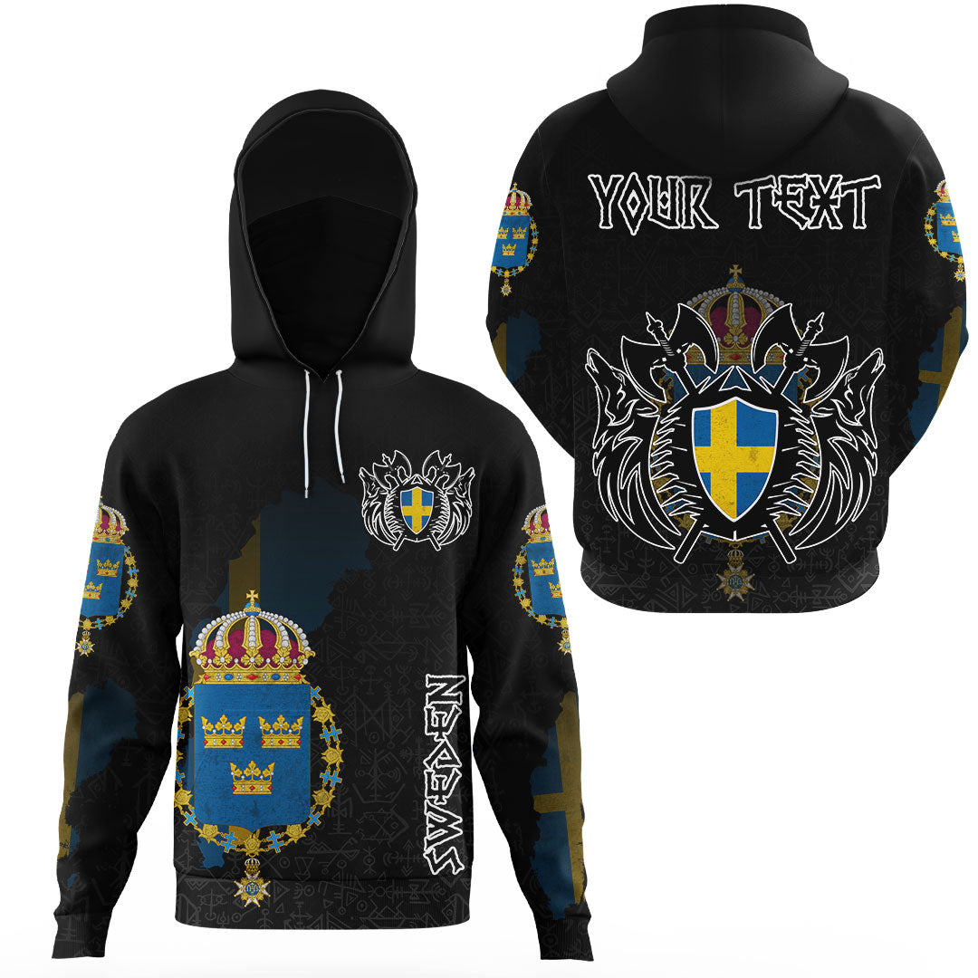 Custom Viking Sweden Flag and Map Gaiter Hoodies style Viking Geri and Freki RLT12 - Wonder Print Shop