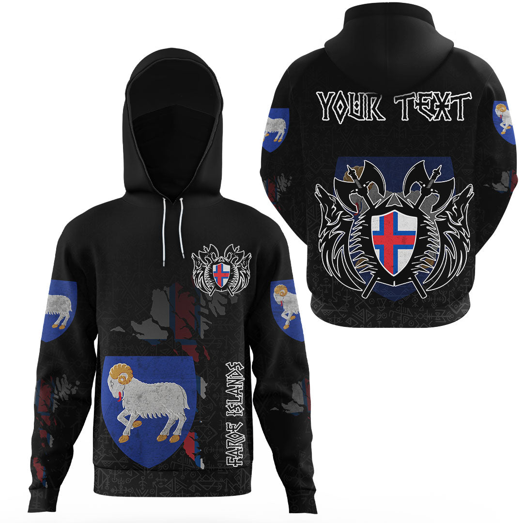 Custom Viking Faroe Islands Flag and Map Gaiter Hoodie style Viking Geri and Freki RLT12 - Wonder Print Shop