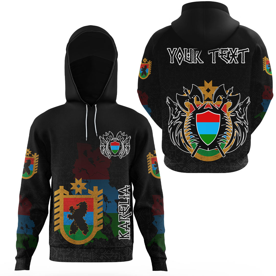 Custom Viking Karelia Flag and Map Gaiter Hoodies style Viking Geri and Freki RLT12 - Wonder Print Shop