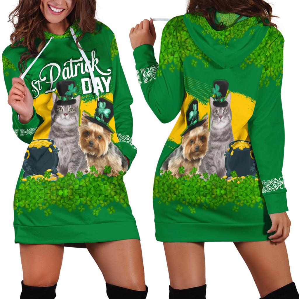 Happy St.Patrick Day Green Hoodie Dress Pets in Leprechaun Hat - Wonder Print Shop