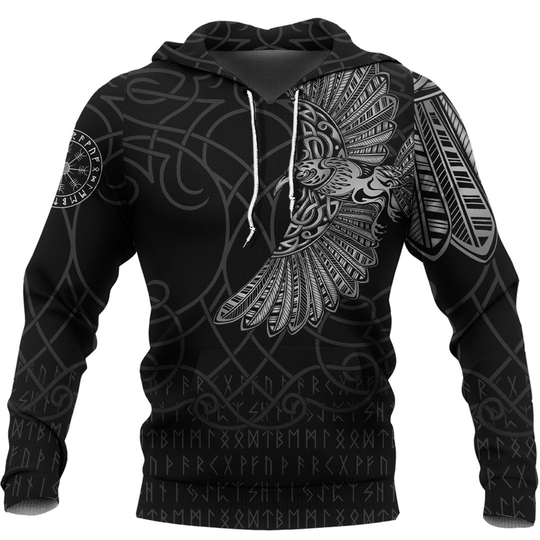 Viking Hoodie Viking Odins Raven Tattoo Hoodie RLT12 - Wonder Print Shop