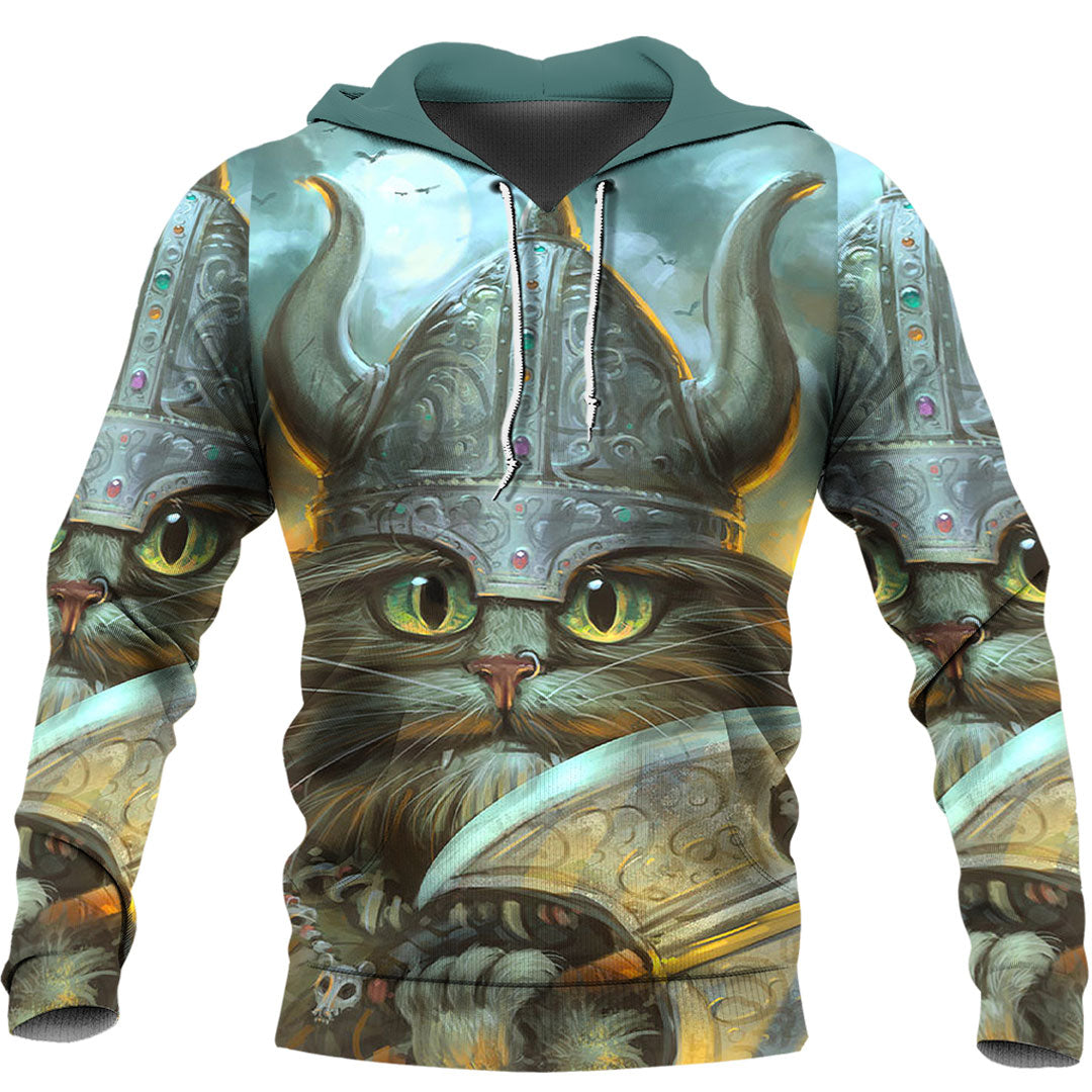 Viking Hoodie Vikings Cat Warrior Hoodie RLT12 - Wonder Print Shop