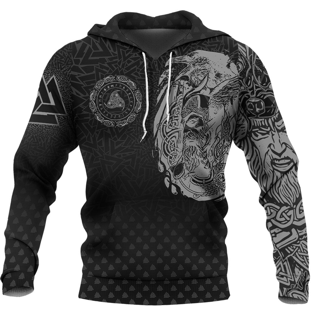 Viking Hoodie Viking Odin Raven Tattoo Style Special Version Hoodie RLT12 - Wonder Print Shop