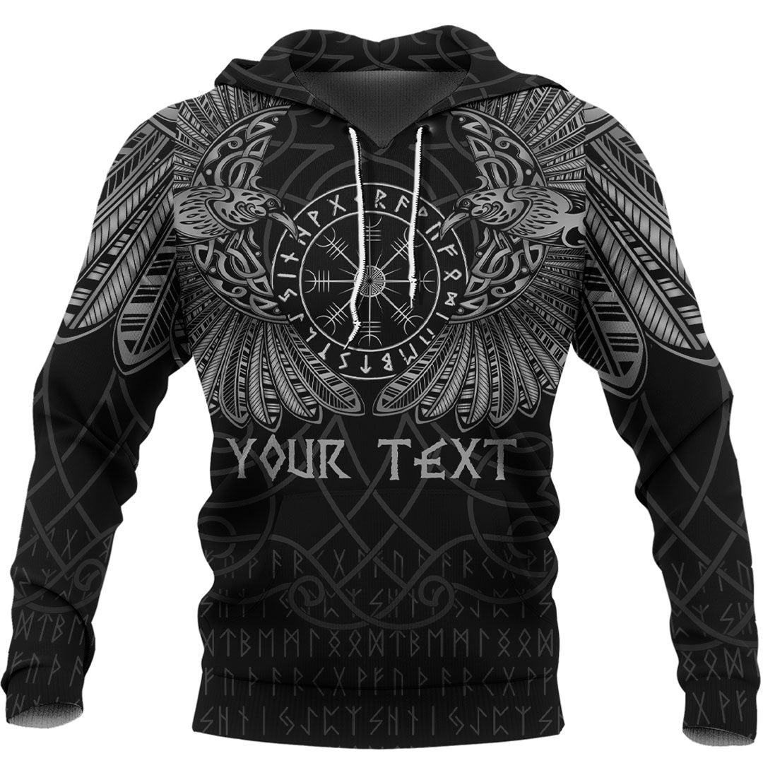 Custom Viking Hoodie Odins Celtic Two Ravens Raven Tattoo RLT12 - Wonder Print Shop