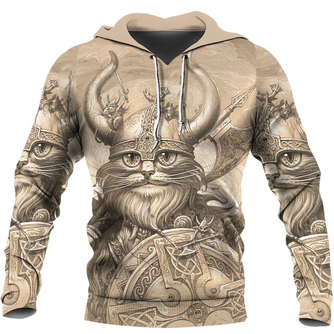 Viking Hoodie Vikings Cat Hoodie RLT12 - Wonder Print Shop