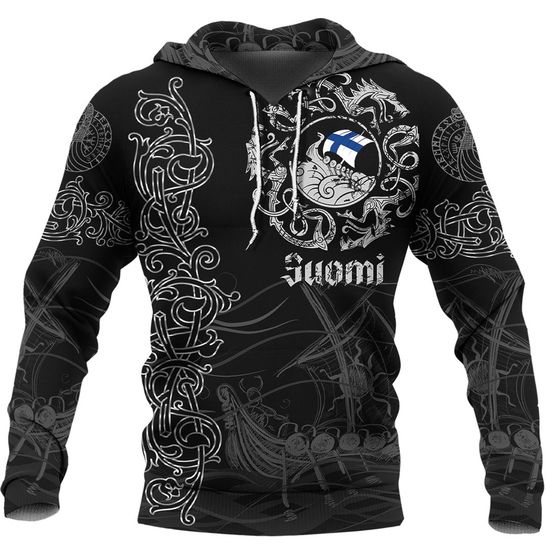 Viking Hoodie Viking Drakkar Finland Warship Hoodie RLT12 - Wonder Print Shop