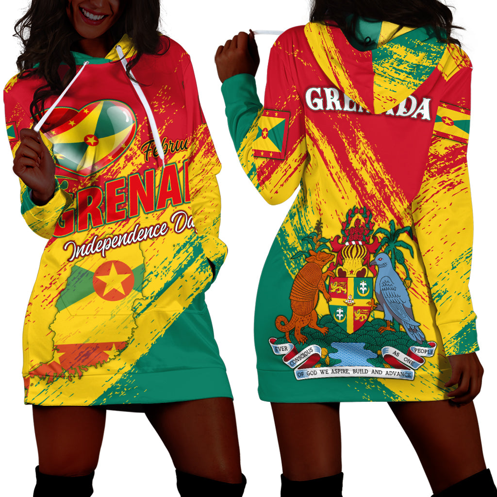 Grenada Happy Independence Day Hoodie Dress - LT2 - Wonder Print Shop