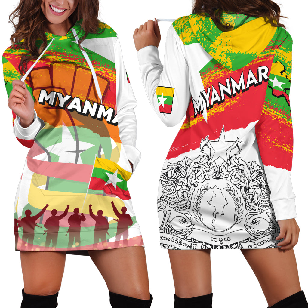 Myanmar Happy Independence Day Hoodie Dress - LT2 - Wonder Print Shop