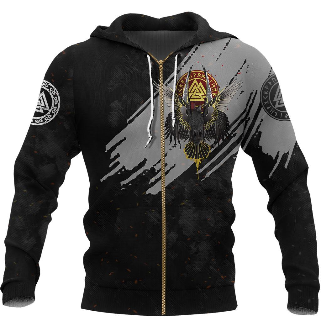 Viking Zip Hoodie - Viking Wolf - Fenrir Moon and Raven RLT12 - Wonder Print Shop