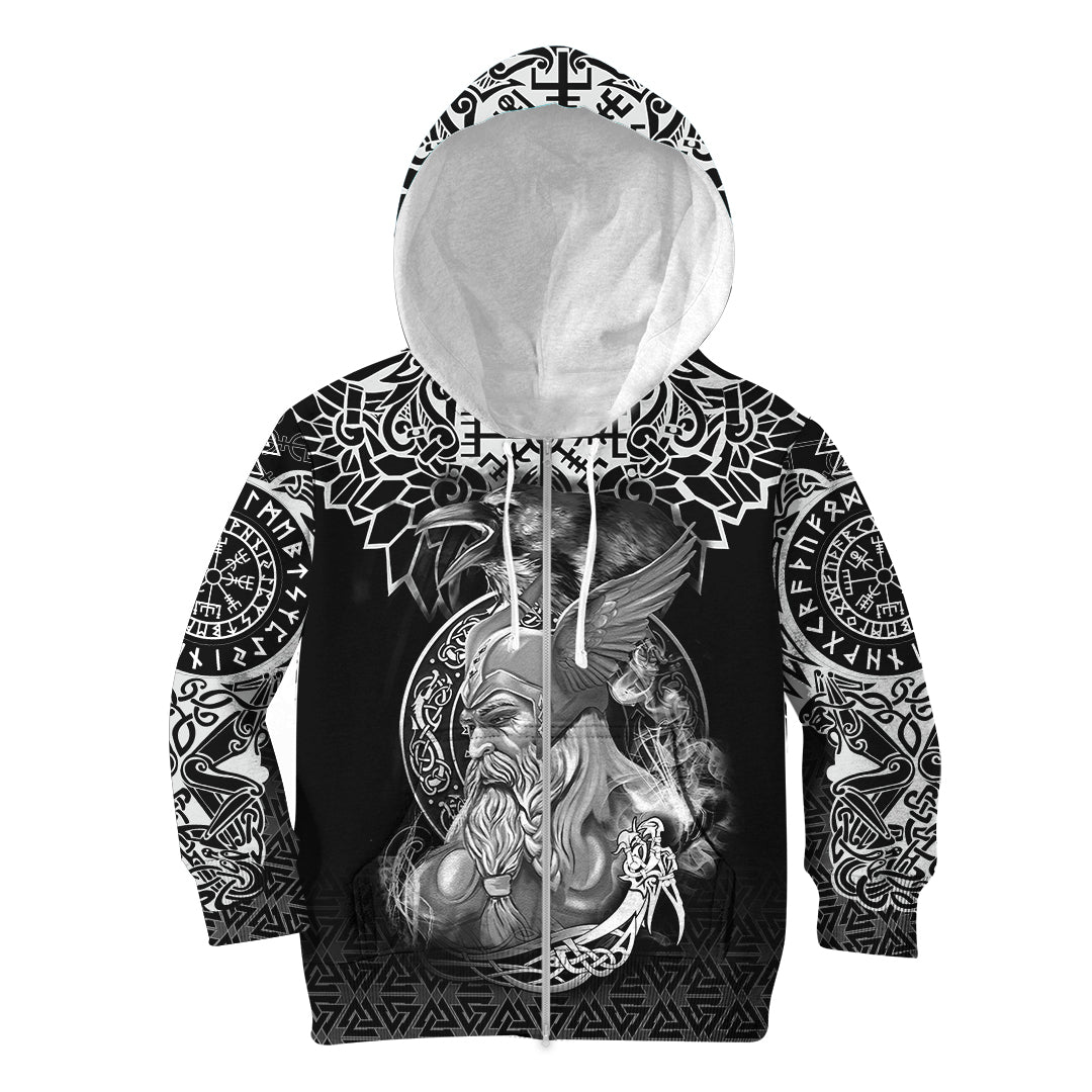 (Custom) Viking Hoodie Kid - Odin And Raven Tattoo RLT12 - Wonder Print Shop