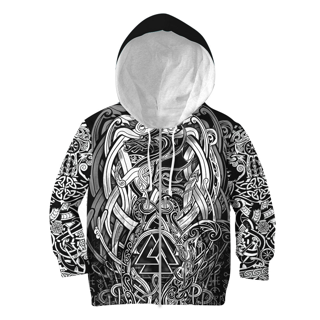 Viking Hoodie Kid Valknut and Dragon Tattoo RLT12 - Wonder Print Shop