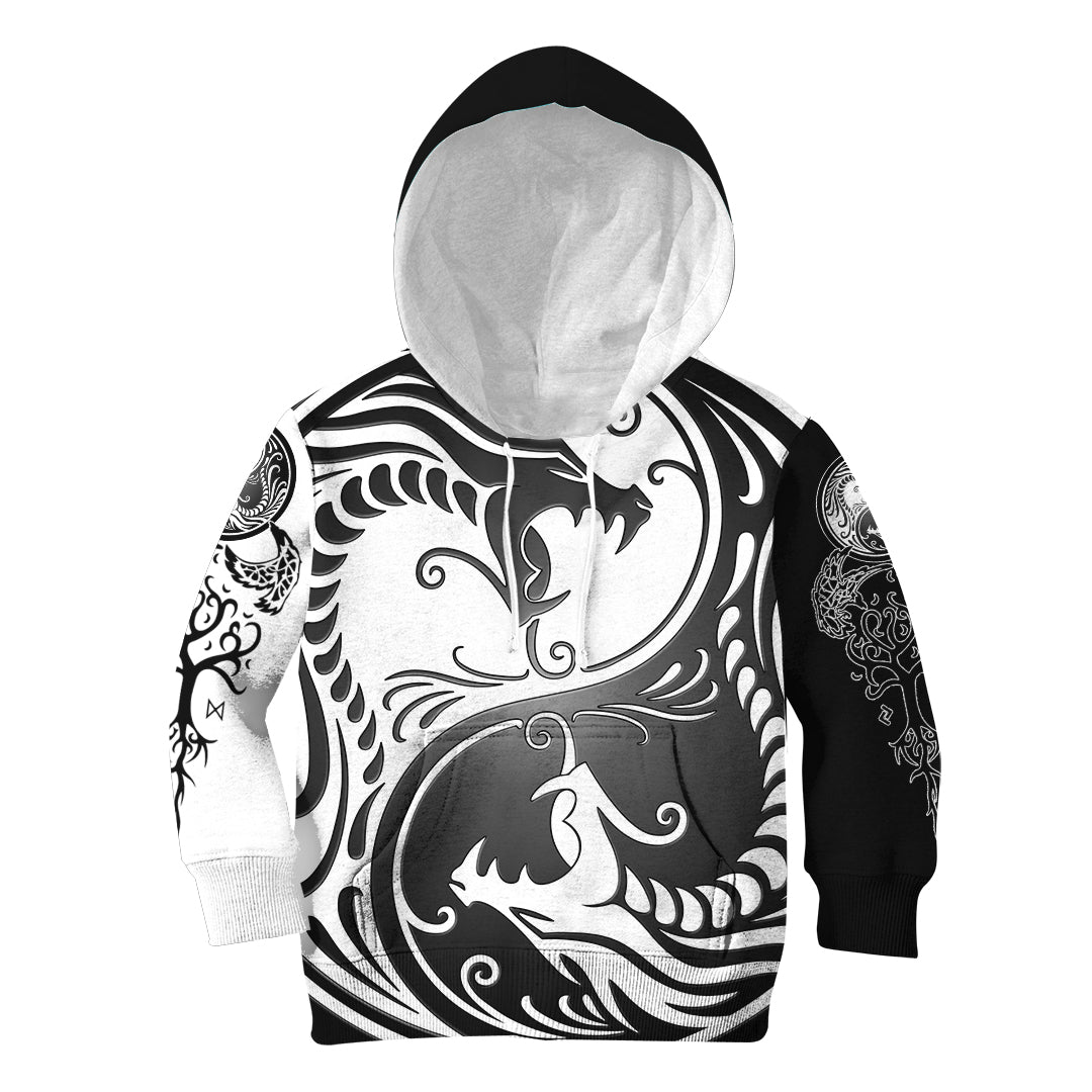 Viking Hoodie Kid Ying Yang Dragon RLT12 - Wonder Print Shop