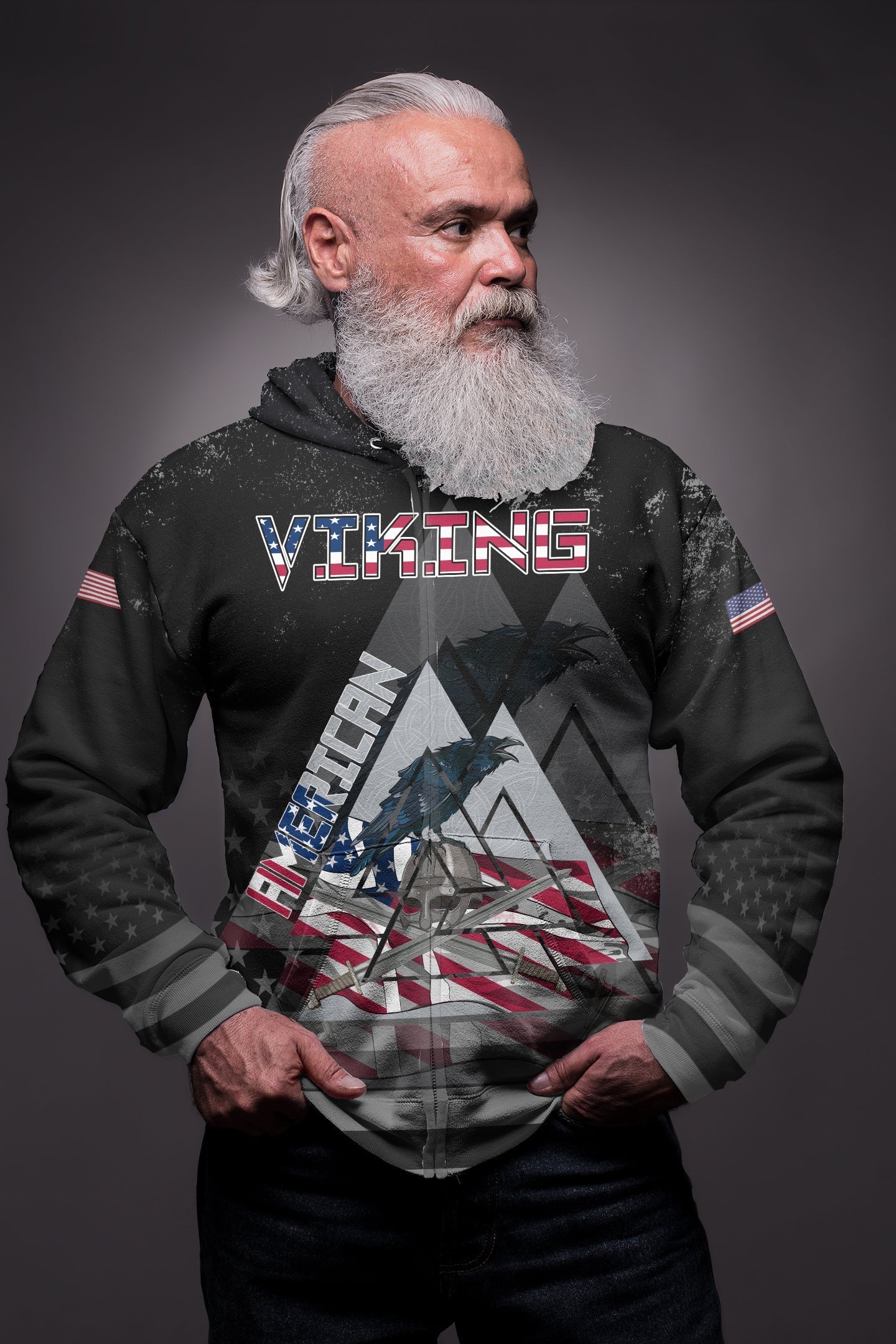 Viking American Viking "See You In Valhalla" Zip Hoodie RLT12 - Wonder Print Shop