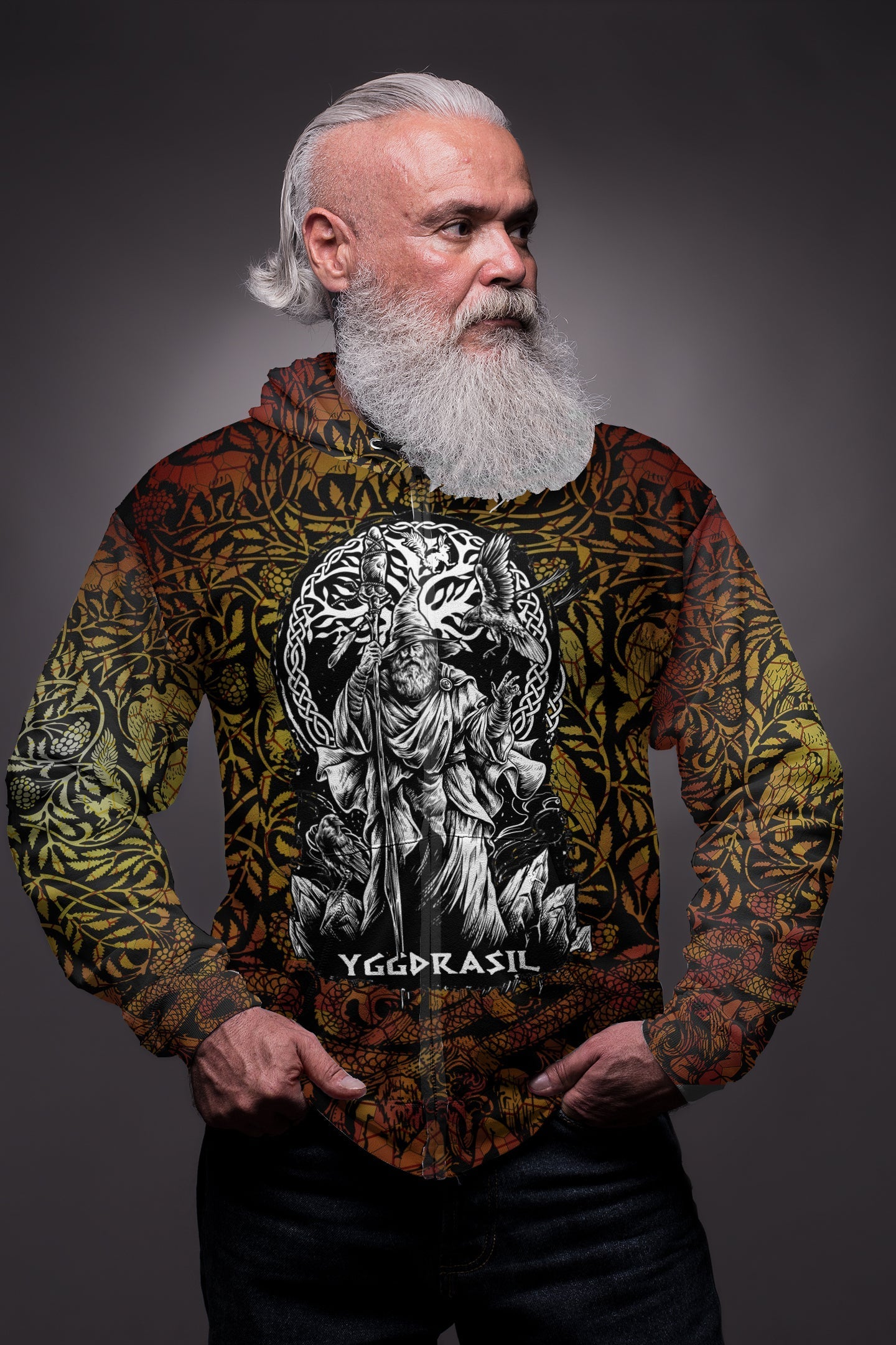 Viking Magician Zip Hoodie Style Tree Of Life RLT12 - Wonder Print Shop