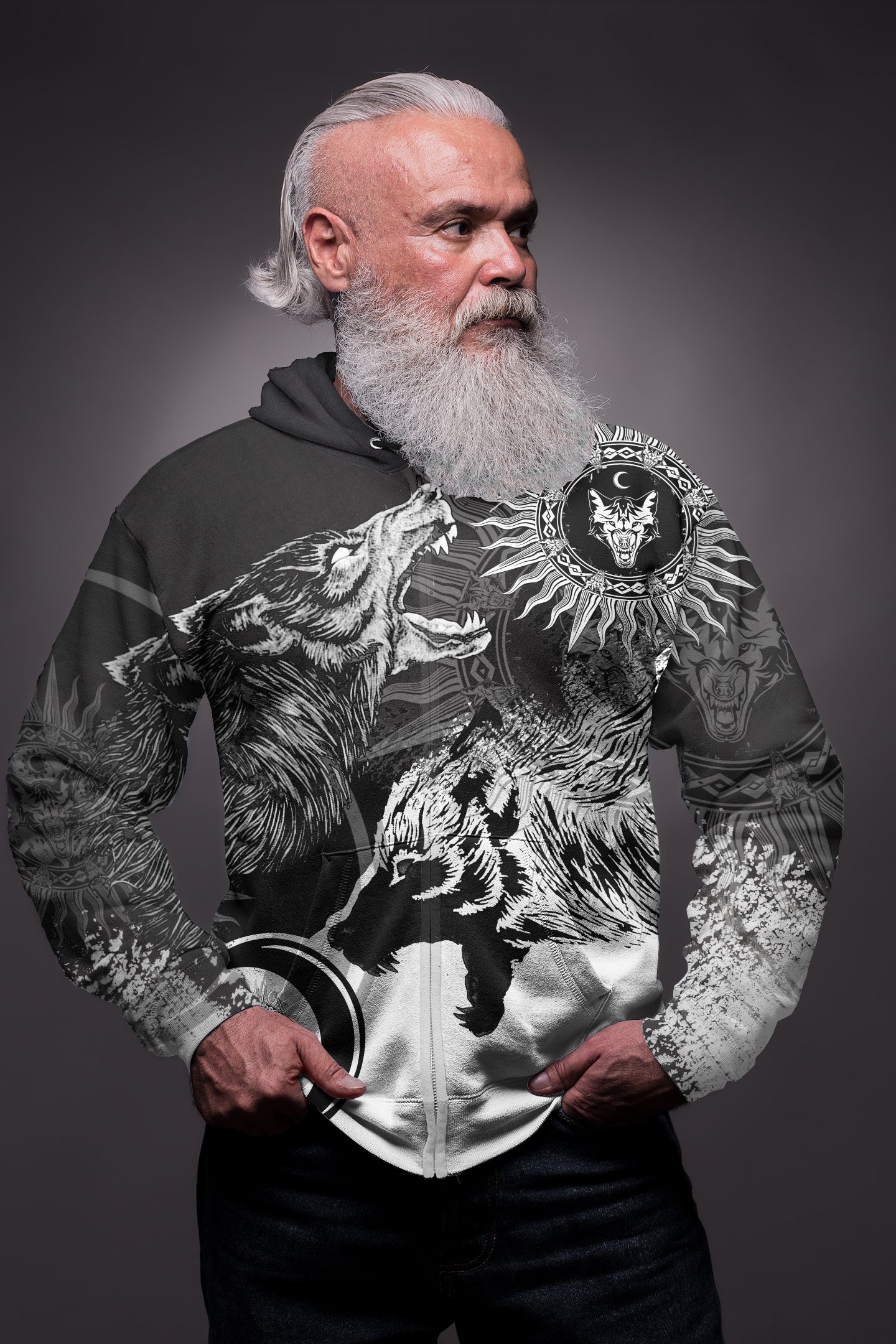 Viking Skoll and Hati New Style Zip Hoodie RLT12 - Wonder Print Shop