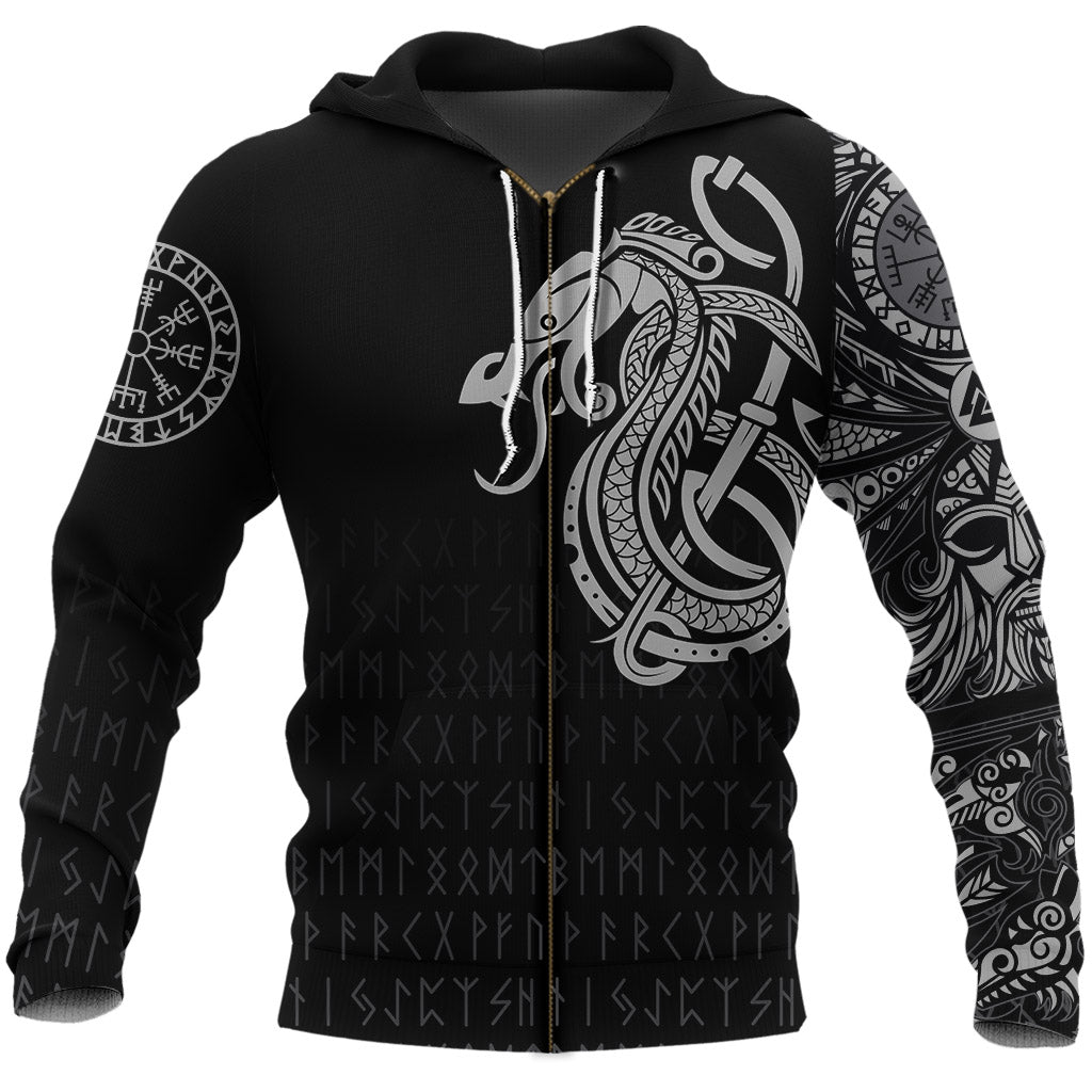 Viking Zip Hoodie Dragon RLT12 - Wonder Print Shop