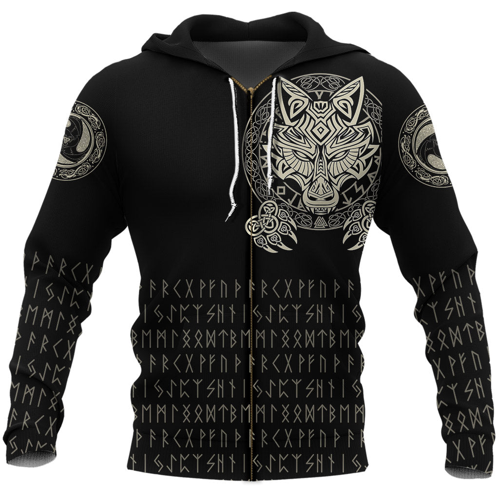 Viking Zip Hoodie Nordic Wolves RLT12 - Wonder Print Shop