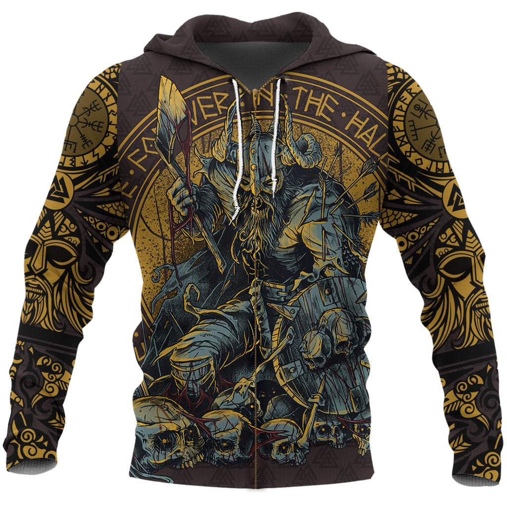 Viking Zip Hoodie Warrior Viking Shield Skull RLT12 - Wonder Print Shop