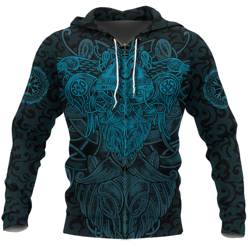 Viking Zip Hoodie Odin With Raven RLT12 - Wonder Print Shop