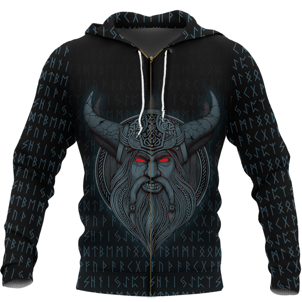 Viking Zip Hoodie - Odin Angry RLT12 - Wonder Print Shop