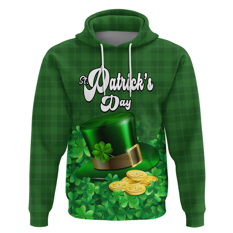 Custom St Patricks Day Hoodie Green Leprechaun Hat With Clover Leaf No2 - Wonder Print Shop