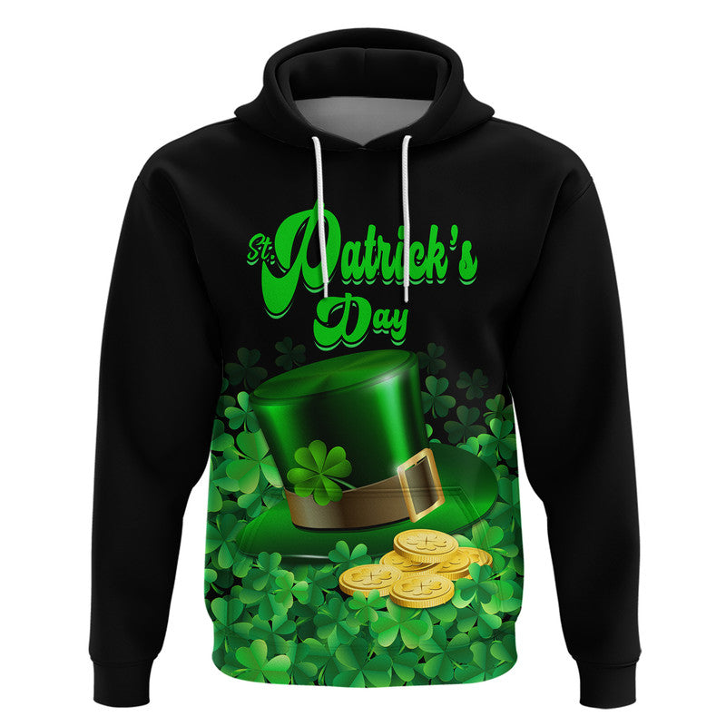 Custom St Patricks Day Hoodie Green Leprechaun Hat With Clover Leaf - Wonder Print Shop