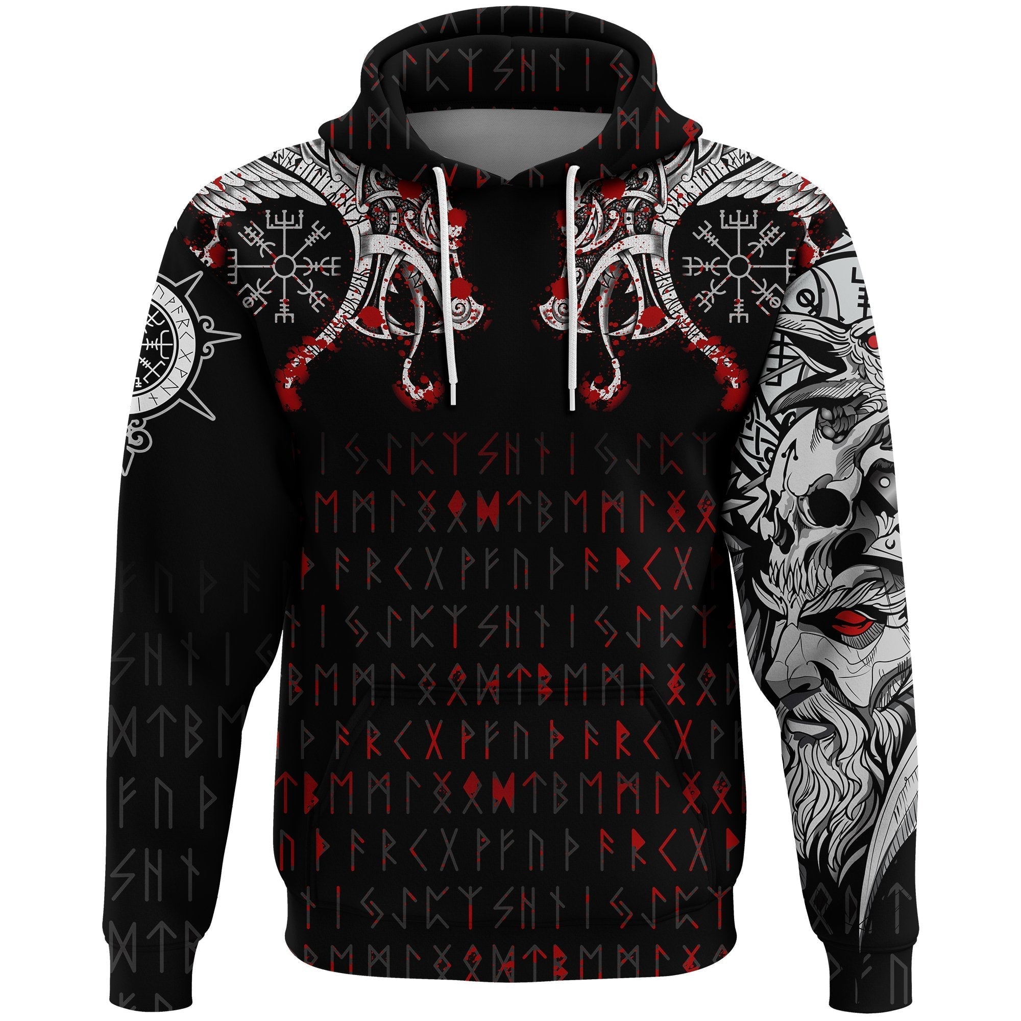 Viking. Zip Hoodie - Double Dragon Tattoo and Vegvisir Blood RLT12 - Wonder Print Shop