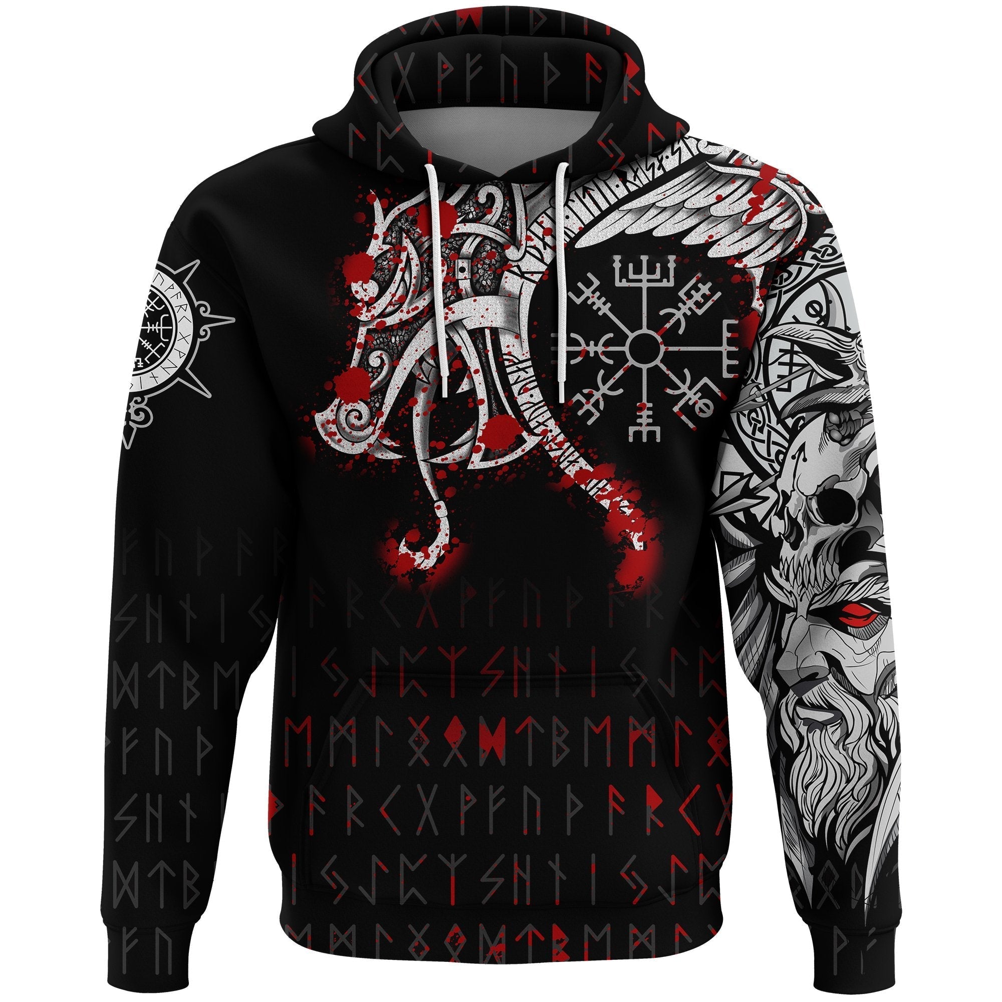 Viking Hoodie, Dragon and Vegvisir Blood Tattoo RLT12 - Wonder Print Shop