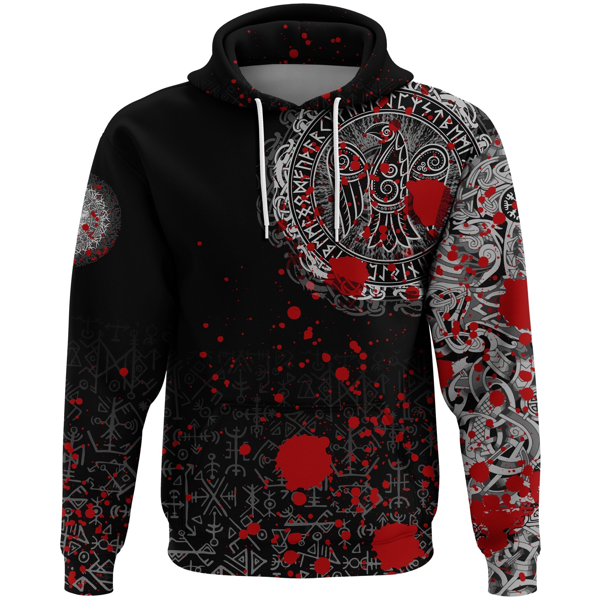 Viking Hoodie Raven Celtic Tattoo Blood RLT12 - Wonder Print Shop