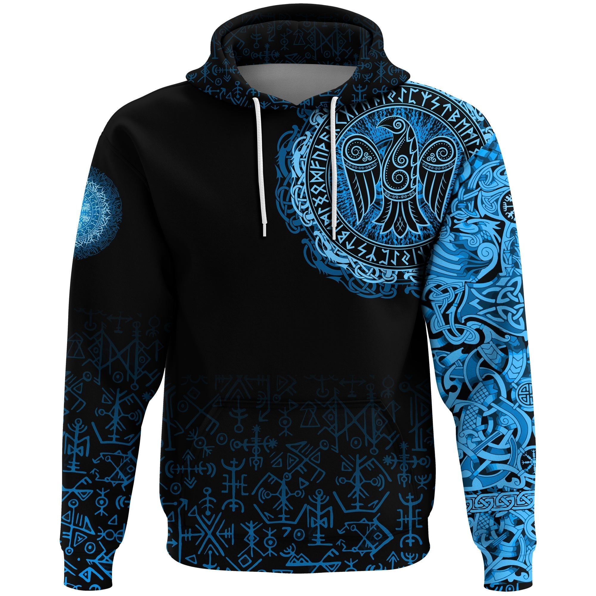 Viking Hoodie Raven Celtic Cyan RLT12 - Wonder Print Shop