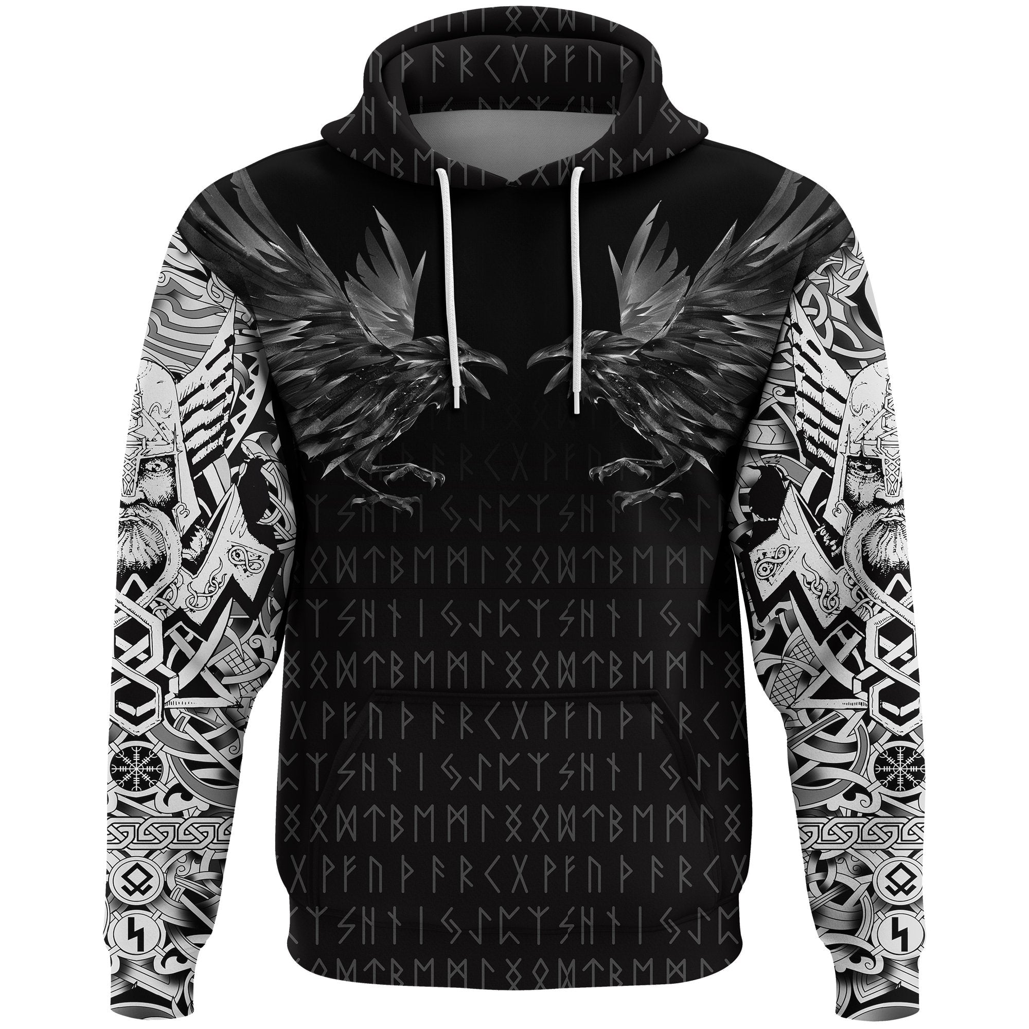 Viking Hoodie Odin Huginn and Muninn Rune RLT12 - Wonder Print Shop