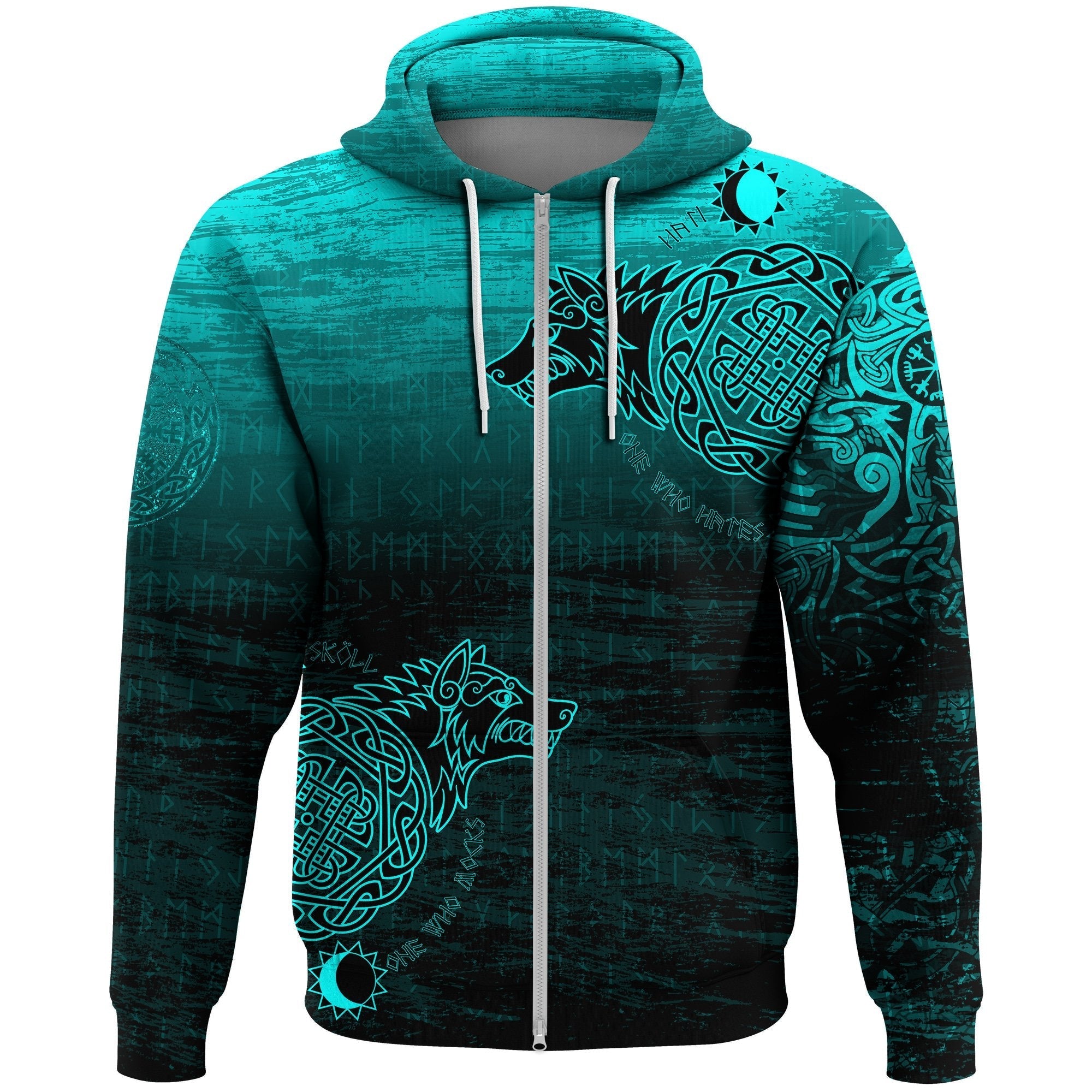 Viking Zip Hoodie, Skoll and Hati RLT12 - Wonder Print Shop