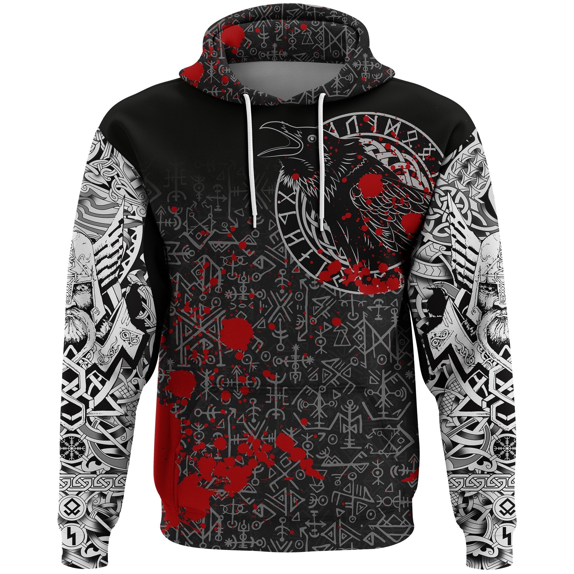 Viking Hoodie Odin Raven Rune Futhark Blood RLT12 - Wonder Print Shop