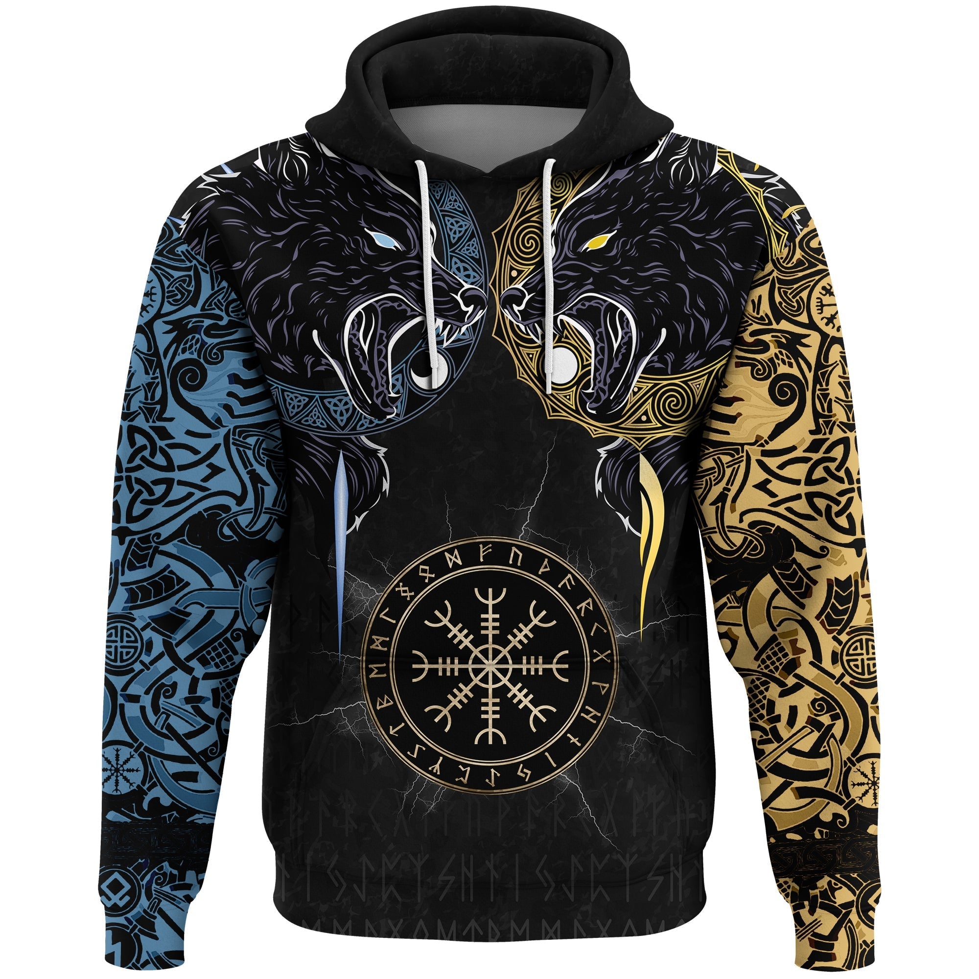 Viking Hoodie Hati and Skoll Tattoo RLT12 - Wonder Print Shop