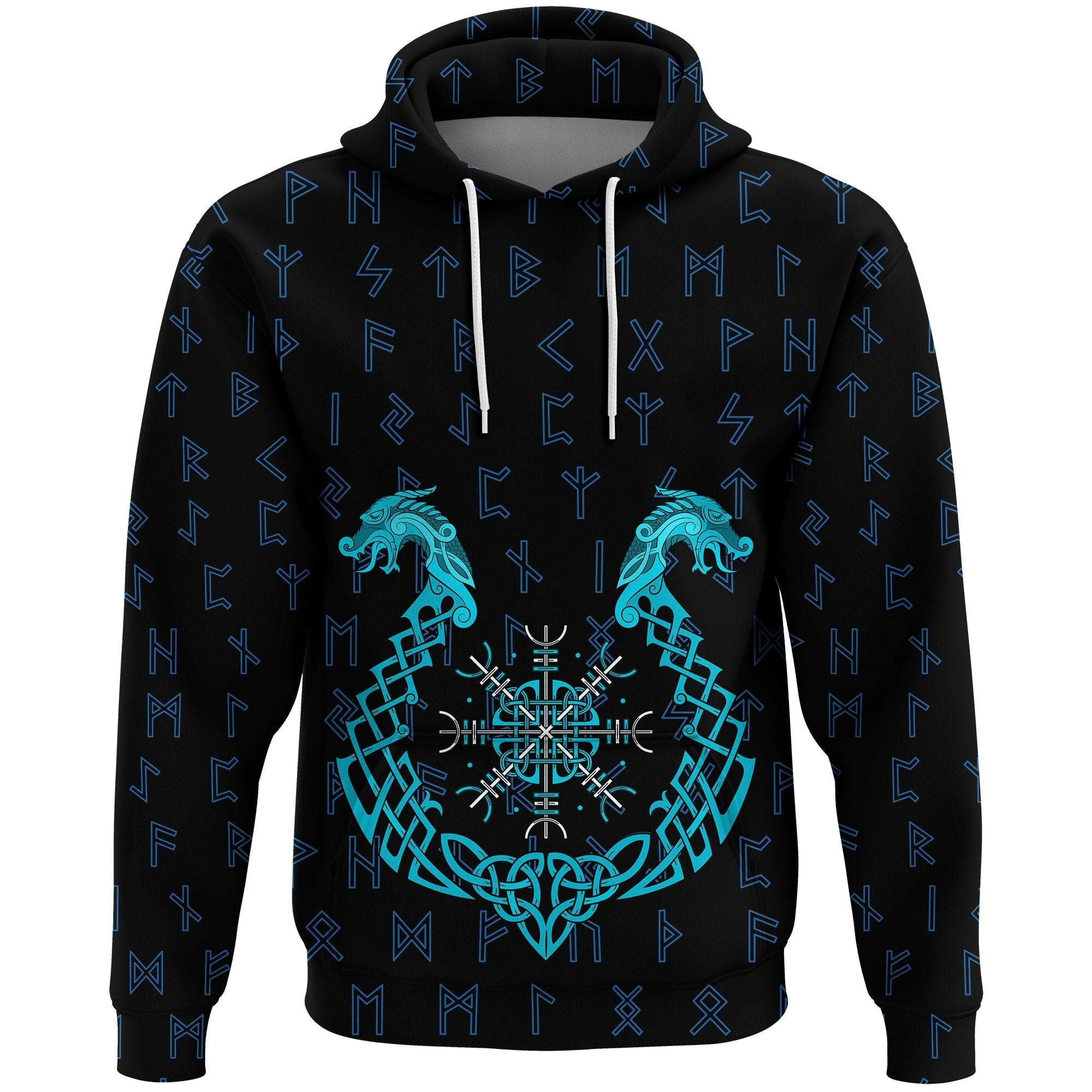 Viking Hoodie, Aegishjalmur Helm Of Awe Blue Edition RLT12 - Wonder Print Shop