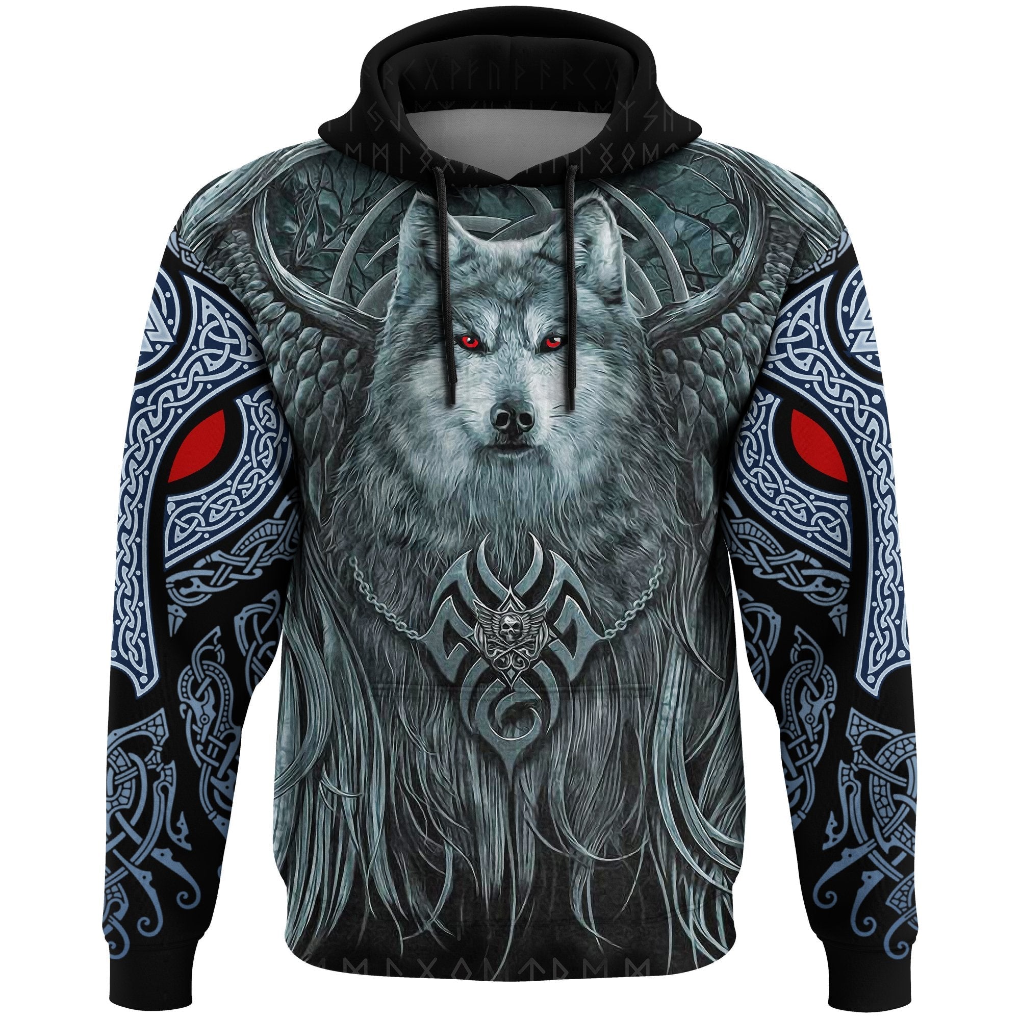 Viking Hoodie, Spiral Wolf Spirit RLT12 - Wonder Print Shop