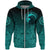 Viking Zip Hoodie, Ethnic Odin Raven Cyan RLT12 - Wonder Print Shop